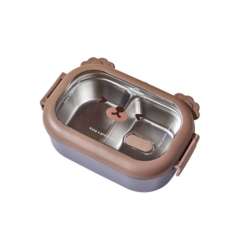 Creative cute bear stainless steel compartment insulation lunch box lunch box