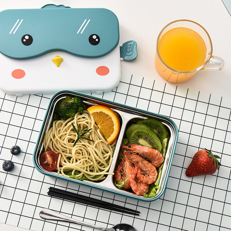 Cartoon cute microwaveable stainless steel lunch box with compartments for insulation and portable lunch box