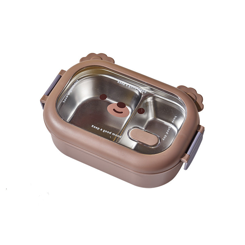 Creative cute bear stainless steel compartment insulation lunch box lunch box