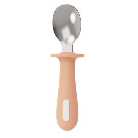 Adjustable color PPSU silicone fork and spoon set, children's stainless steel spoon and fork, baby training supplementary food tableware set of 2 pieces
