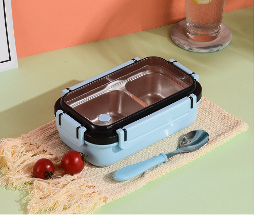 Simple and stylish portable stainless steel heat preservation and anti-scalding partition lunch box