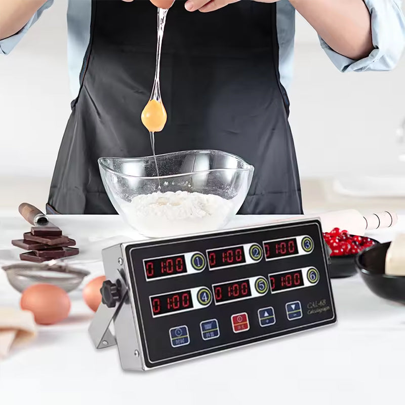 8 - Channel Calculagraph Kitchen Timer, 220V plug, shake - to - remind, 8 screens, great cooking accessory.