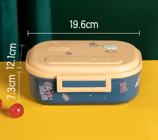 Cartoon cute portable square single layer lunch box with handle lunch box
