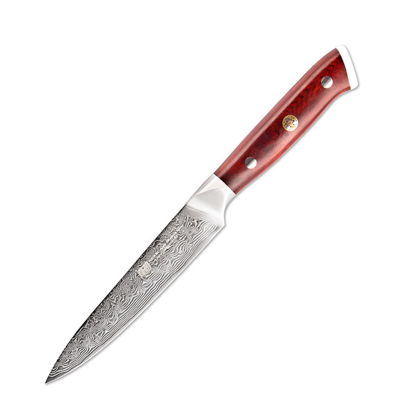 AUS10 Damascus 5-Inch Universal Knife Red Sandalwood Handle Fruit Knife Wave Pattern Peeling Knife