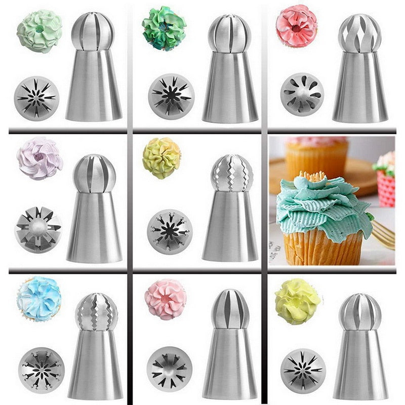 8Pcs/Set Russian Piping Tips Icing Piping Tip Set Cake Decorating Supplies Decoration Tips Ball Piping Tips Cake Decorating Tool