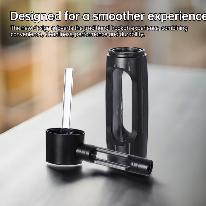 Portable metal smoking pipe with 155mm glass bowls, for dry tobacco & herb, hookah shisha pipe accessories.